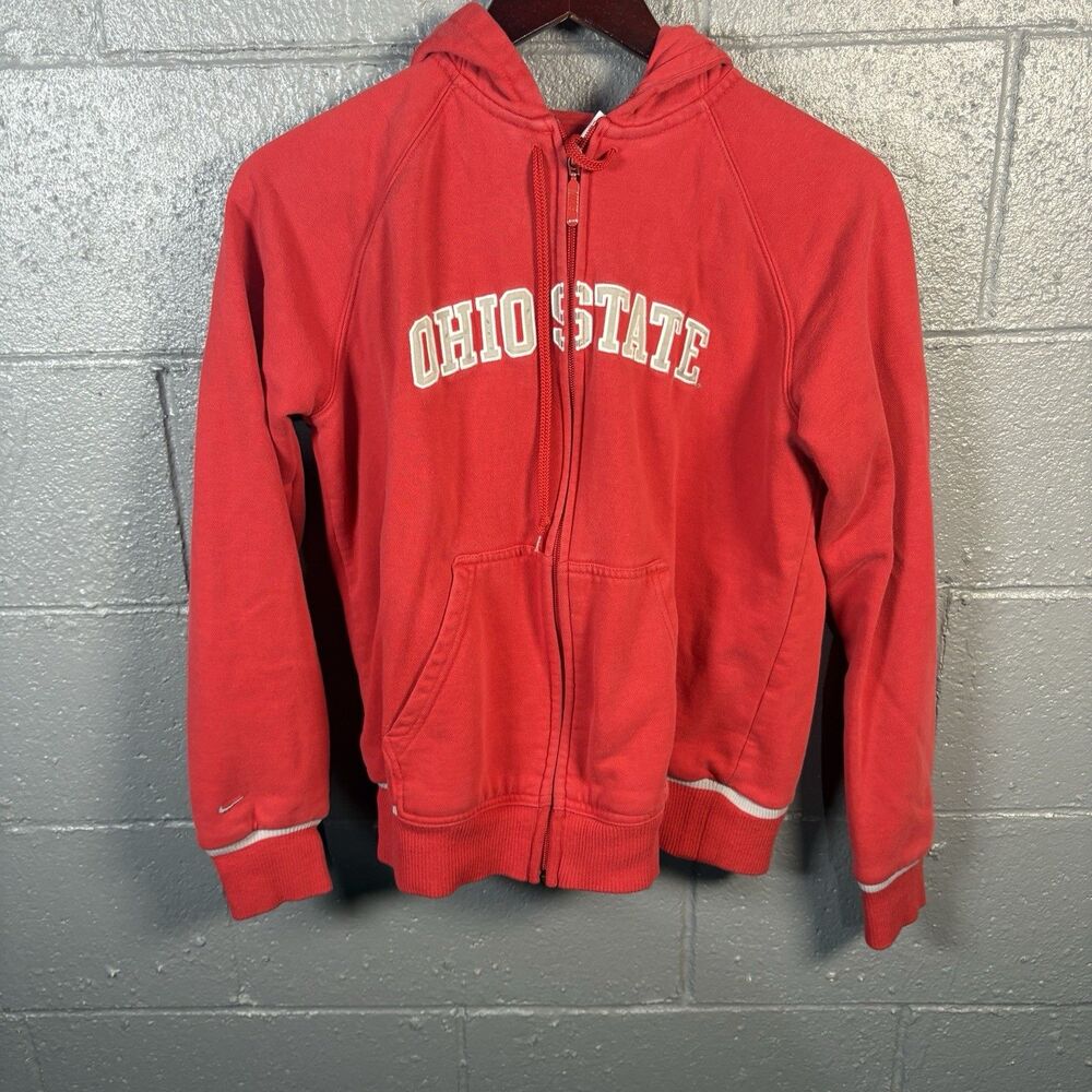 Nike Team Ohio State Buckeyes Hoodie Men's L Full Zip Red Sweatshirt NCAA